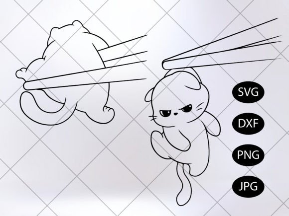 2 Cute Cat Hanging on Chopsticks Svg Review