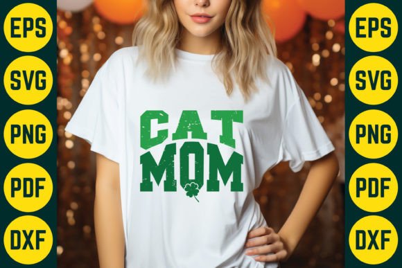 Cat Mom Retro St Patrick’s SVG Design