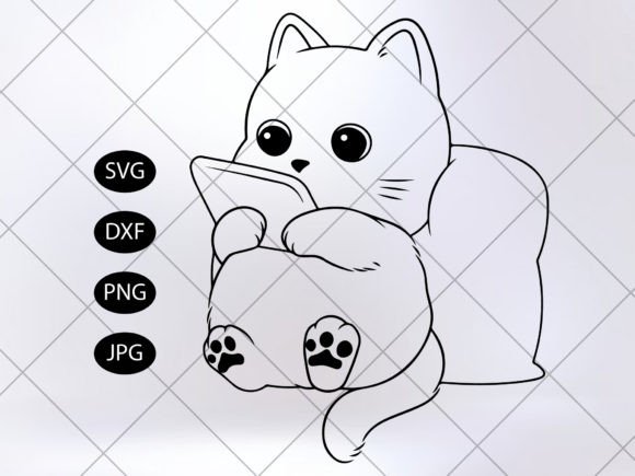 Cute Cat Playing Tablat Svg Review