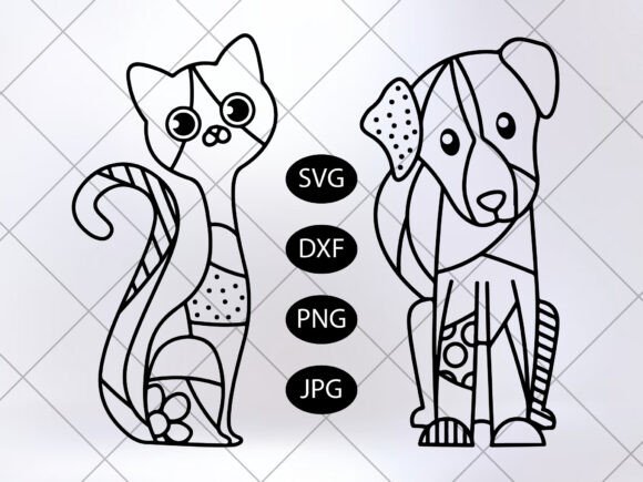 Geometric Cat Dog Line Art SVG Review