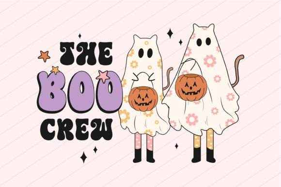 Halloween Cat Boo Crew Svg Png Retro Review