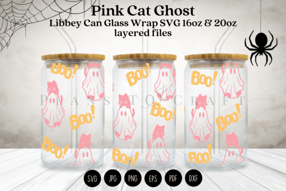 Pink Cat Ghost Halloween Glass Wrap SVG Review