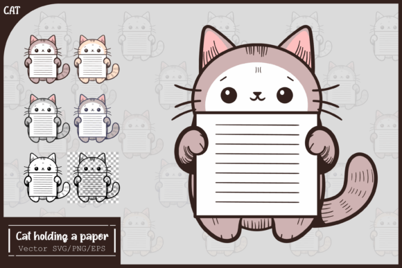 Vector Cute Cat Holding a Paper SVG PNG Review